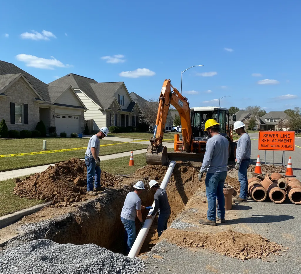 Sewer line replacement service